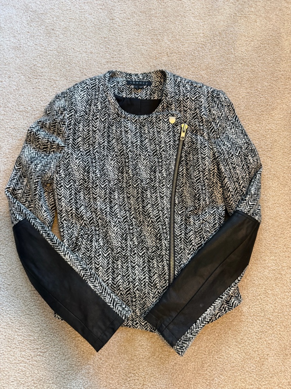 Theory Herringbone Moto Jacket — Size 4